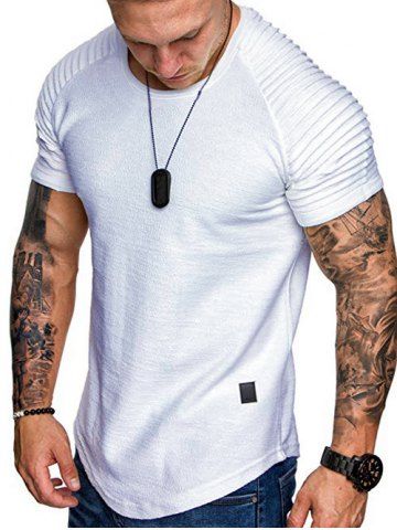 

Applique Solid Color Layer Raglan Sleeves T-shirt, White