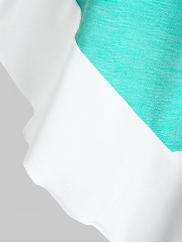Twist Front Pointed Hem Contrast Flare Tank Top
