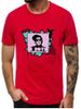 T-shirt Décontracté Caractère Imprimé à Manches Courtes - Rouge Vineux M