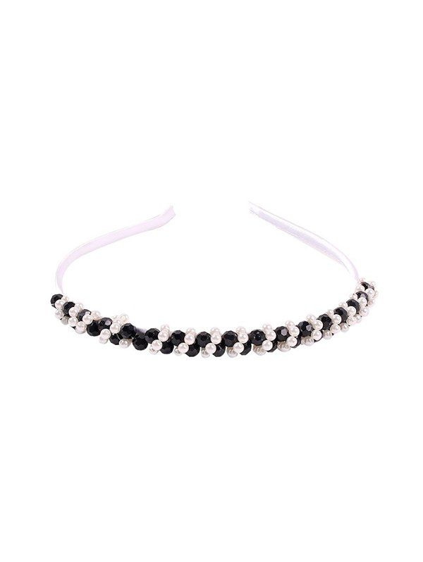 

Geometric Beaded Faux Pearl Hairband, Black