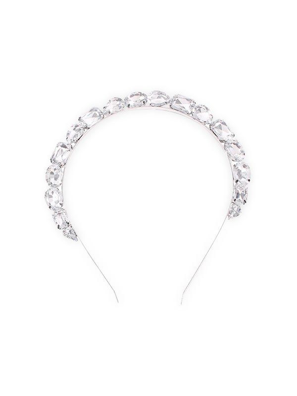 

Metal Geometric Faux Crystal Hairband, White