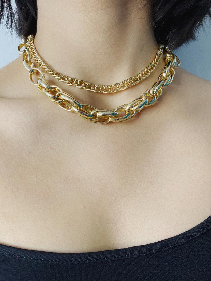 

Simple Double Layer Chain Necklace, Gold
