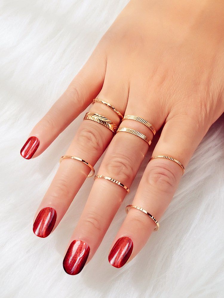 

Embossed Alloy Rings Set, Gold