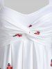 Rose Flower Print High Waist A Line Dress -  