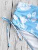 Maillot de Bain Bikini Sanglé Feuille Fleur de Grande Taille à Volants - Bleu Ciel Léger  3X
