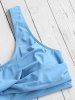 Maillot de Bain Bikini Sanglé Feuille Fleur de Grande Taille à Volants - Bleu Ciel Léger  5X