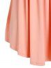 T-shirt Superposé Découpé de Grande Taille à Manches Voletantes - Orange Rose 5X