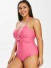 Plus Size O Ring Halter Ruched One-piece Swimwear -  