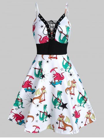 Dinosaur | Dress | Print | Lace | Up