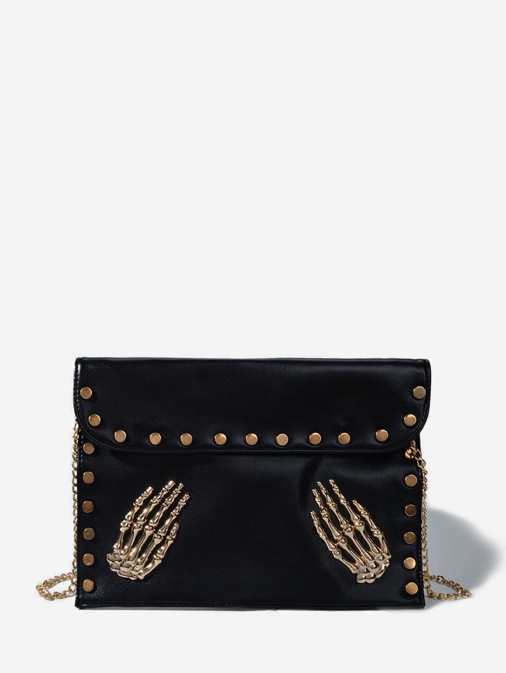 

Punk Skeleton Hands Chain Crossbody Bag, Black
