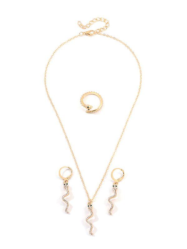 

Snake Shape Pendant Rhinestone Jewelry Set, Gold