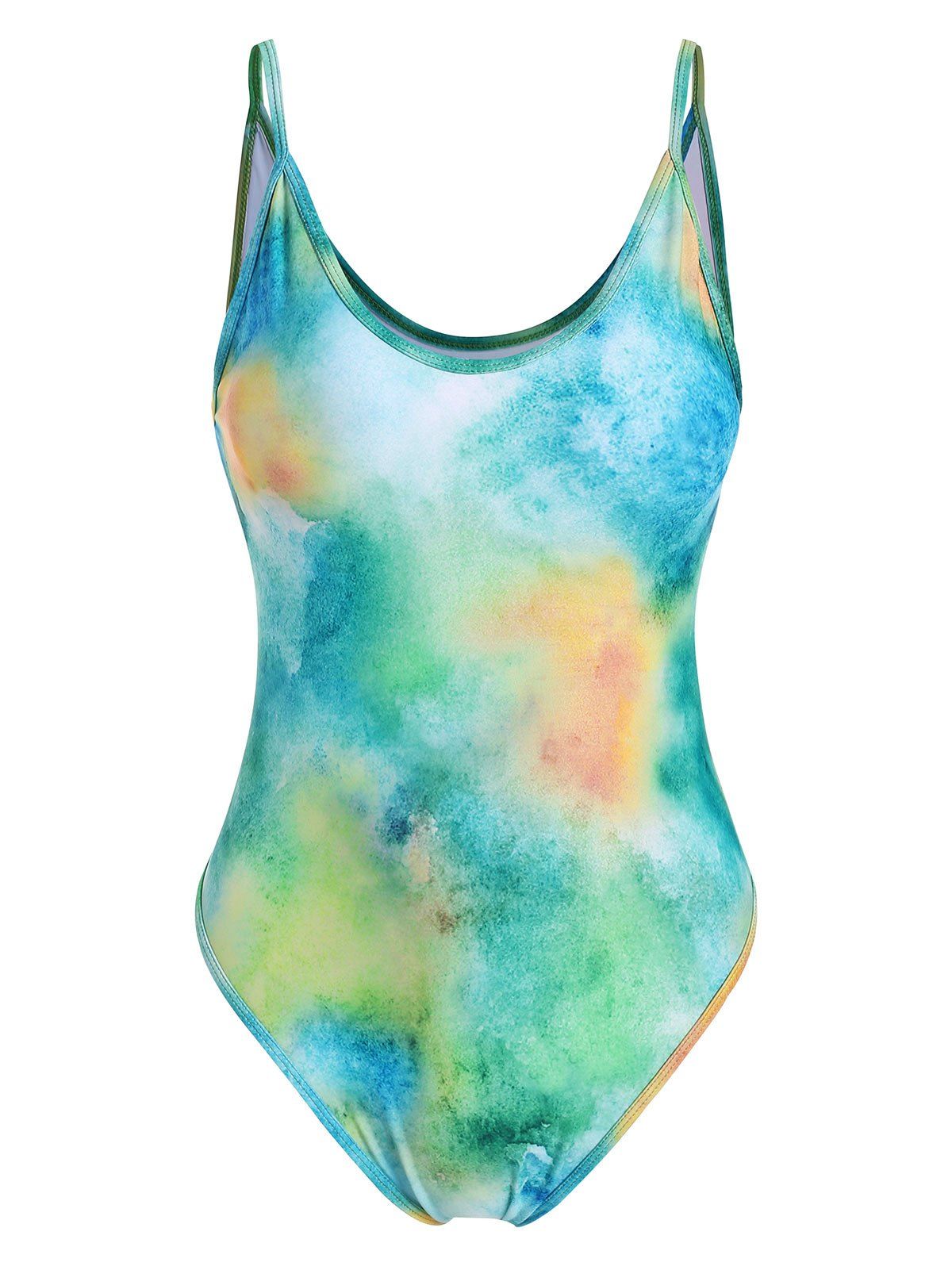 

Tie Dye Padded One-piece Swimsuit, Yellow green