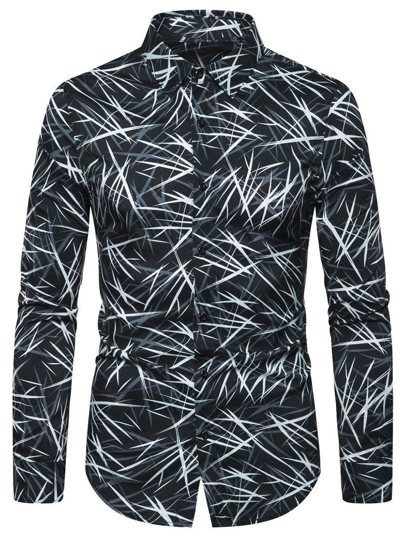 

Casual Printed Button Full Sleeves Shirt, Black