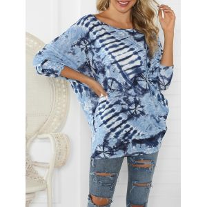 

Batwing Sleeve Tie Dye Print T-shirt, Multi a