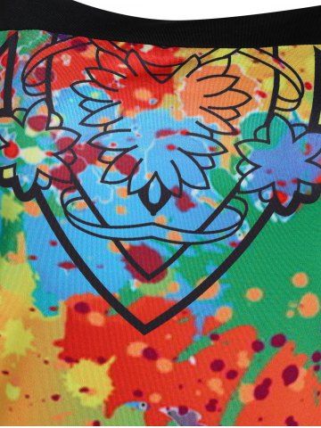 Paint Splatter Print Ripped Open Shoulder T-shirt