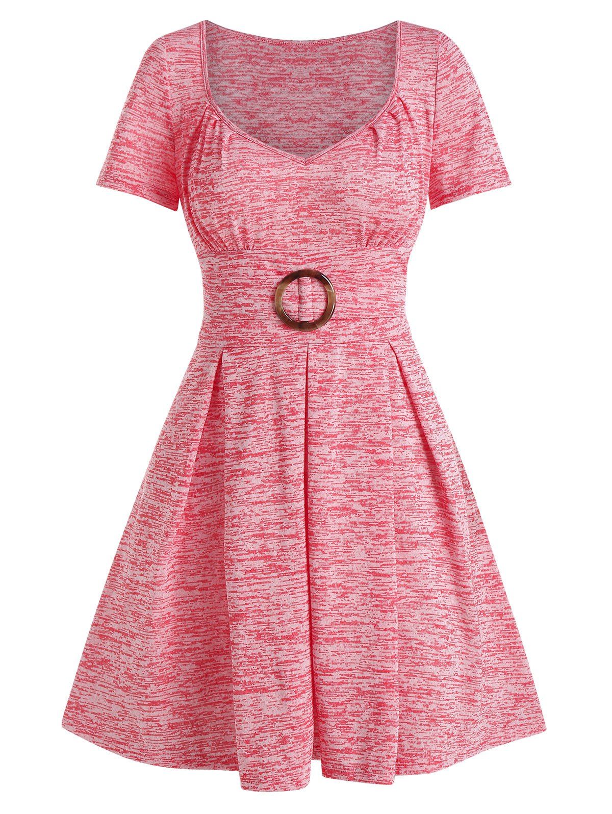 

Space Dye Print O-ring Mini Pleated Dress, Pink