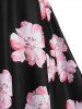 Plus Size Handkerchief Sequins Floral Print Dress -  