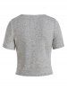 T-shirt Chiné Court Superposé à Col Plongeant - Cendre gris 3XL