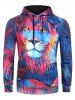 Lion Paint Graphic Front Pocket Casual Hoodie -  