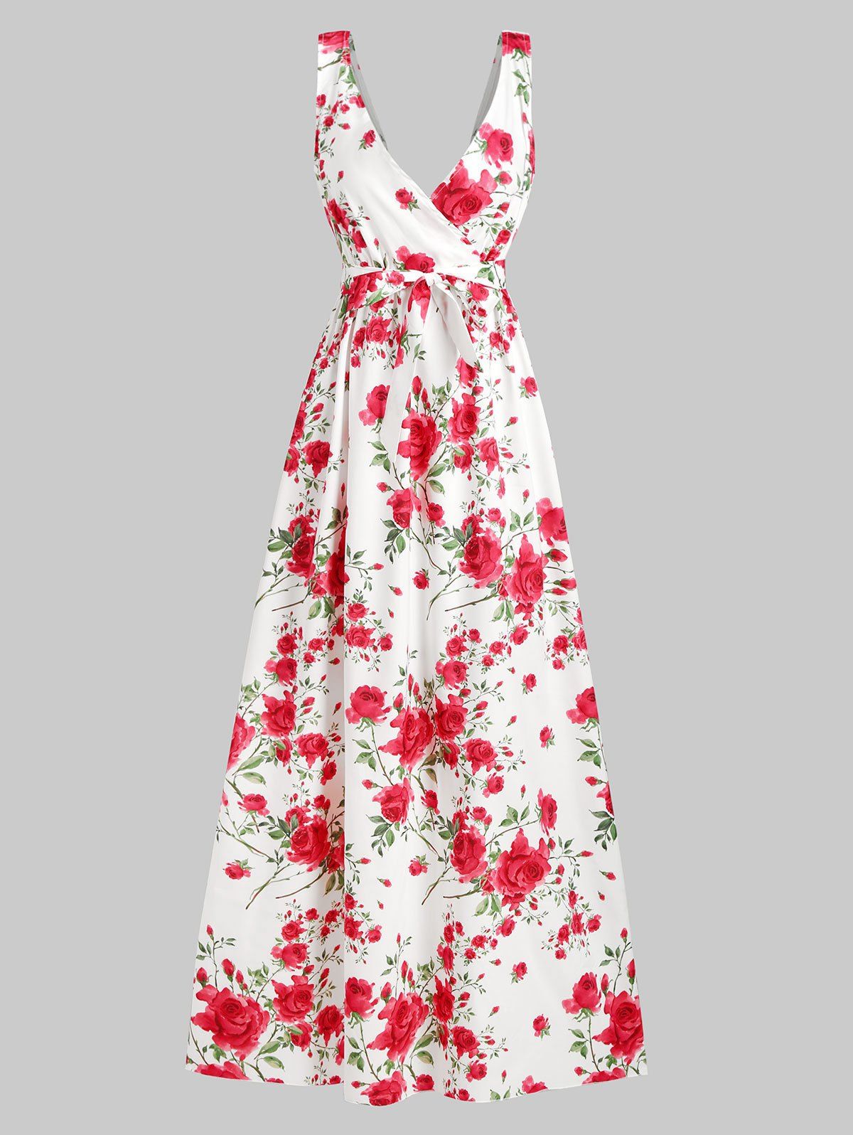 

Floral Belted Maxi Dress, White