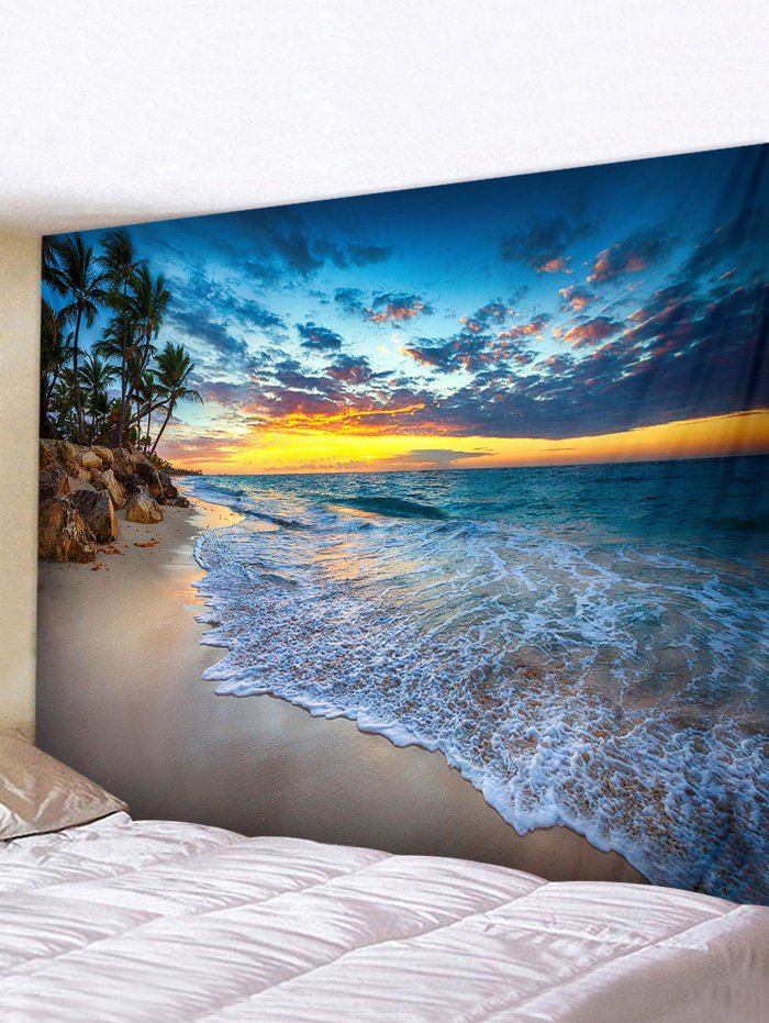 

Sea Beach Landscape Print Wall Art Tapestry, Multi