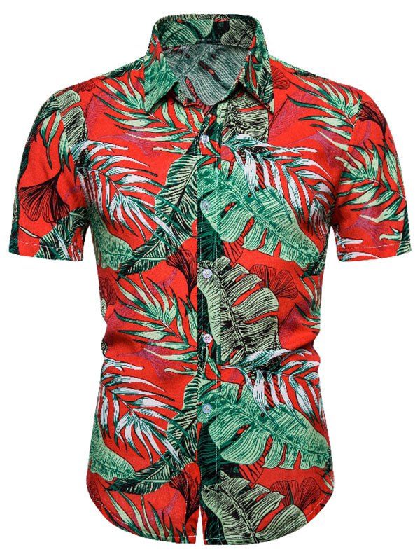 

Leaves Pattern Hawaii Short Sleeve Shirt, Multi
