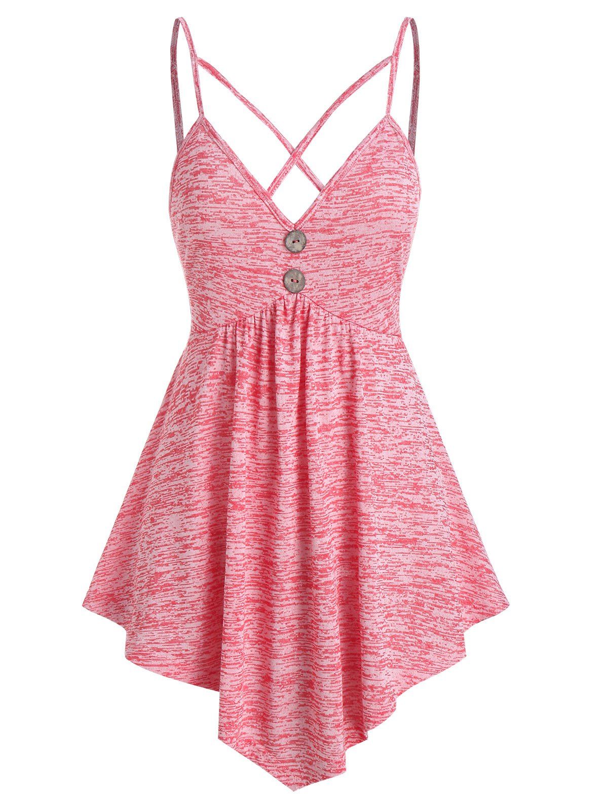 

Harness Strap Asymmetrical Cami Tank Top, Light pink