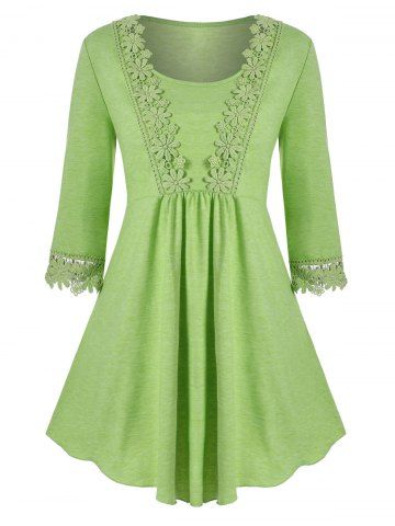 rosegal Plus Size Scoop Laced Trim Tunic Top