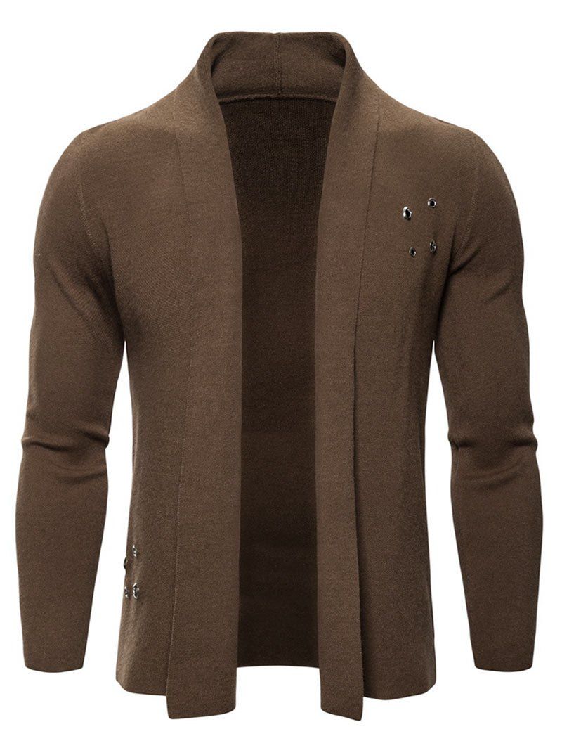 

Solid Color Casual Knitted Cardigan, Coffee