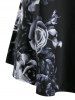 Plus Size Rose Print Cutout Cami Top -  