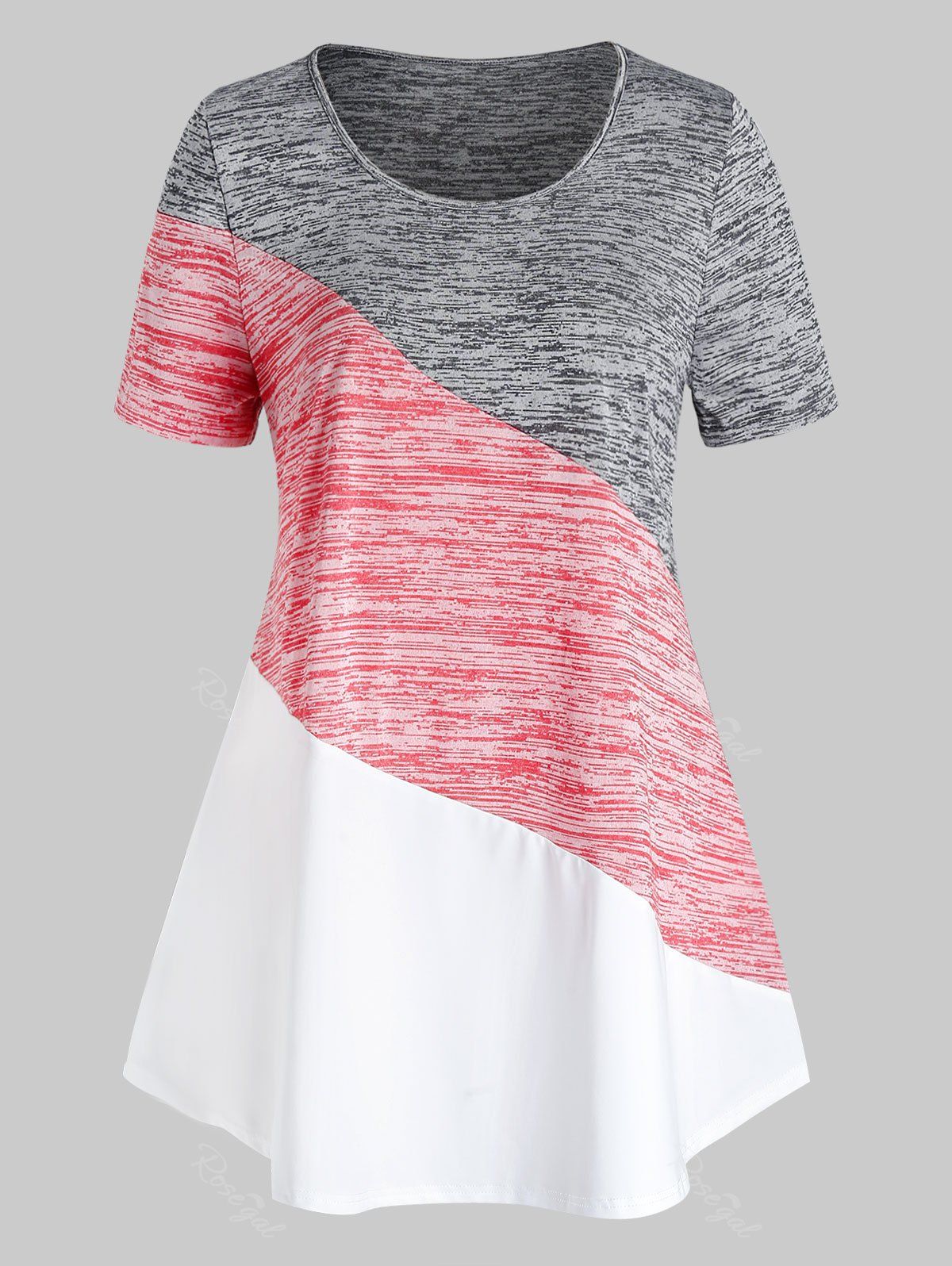 Store Plus Size Space Dye Colorblock T Shirt  