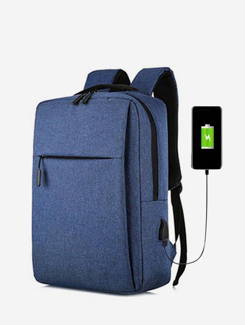 

Pure Color Large Capacity Waterproof Laptop Backpack, Deep blue