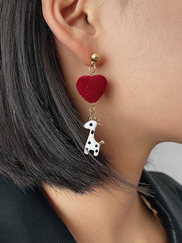 

Spot Giraffe Heart Drop Earrings, Gold
