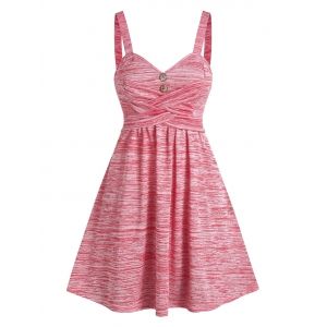 

Space Dye Button Crisscross Mini Cami Dress, Pink rose