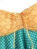Cinched Front Flounced Checked Polka Dot Plus Size Peplum Tankini Swimwear -  