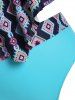 Plus Size Ruffled Overlay Geometry Tankini Swimwear -  