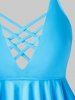 Plus Size Crisscross Starfish Shell Printed Cami Peplum Tankini Swimsuit -  