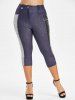 Plus Size Glitter Sequined High Waisted Capri Pants -  