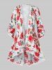 Plus Size Lace Panel Floral High Low Summer Open Cardigan -  