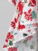 Plus Size Lace Panel Floral High Low Summer Open Cardigan -  