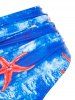 Maillot de Bain Tankini Gainant Péplum Motif d'Etoile de Mer de Grande Taille à Volants - Bleu Myrtille 4X