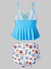Plus Size Crisscross Starfish Shell Printed Cami Peplum Tankini Swimsuit -  