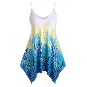 

Handkerchief Tree Branches Print Plus Size Cami Top, White