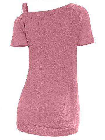 

Skew Neck Mock Button Raglan Sleeve T-shirt, Rose