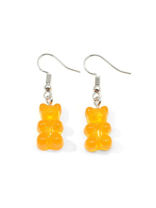 

Transparent Resin Bear Drop Earrings, Tangerine