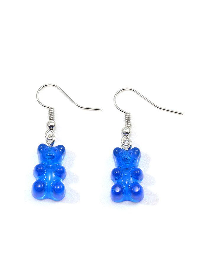 

Transparent Resin Bear Drop Earrings, Blue