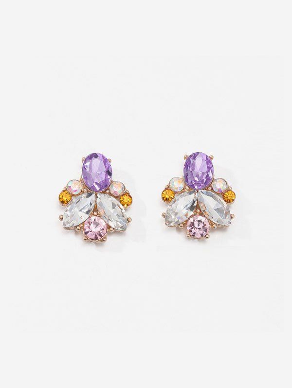 

Faux Crystal Geometric Stud Earrings, Gold