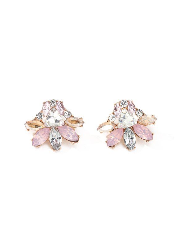 

Geometric Faux Crystal Stud Earrings, Gold