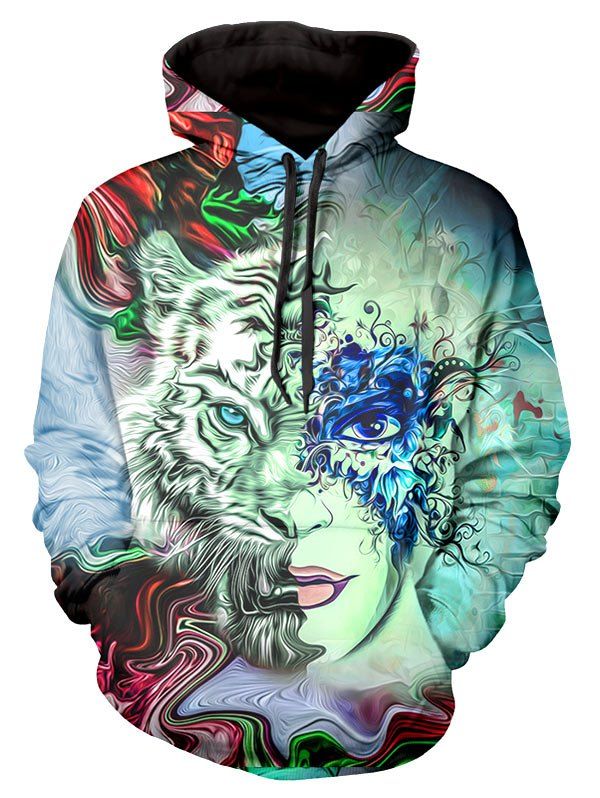 

Masked Face Graphic Front Pocket Casual Hoodie, Multi