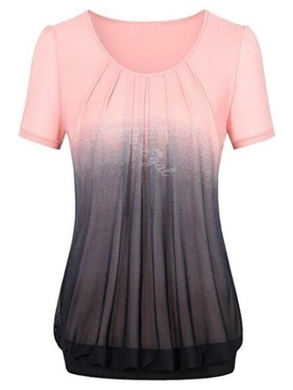 

Plus Size Gradient Color Blouson T Shirt, Pink